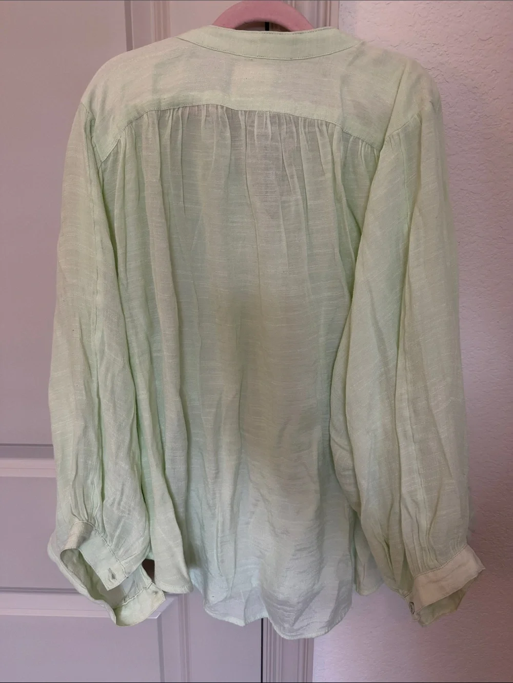 Maeve by Anthropologie Bryanna Dolman Oversized Gauze Blouse Light Lime Green L - Picture 8 of 9